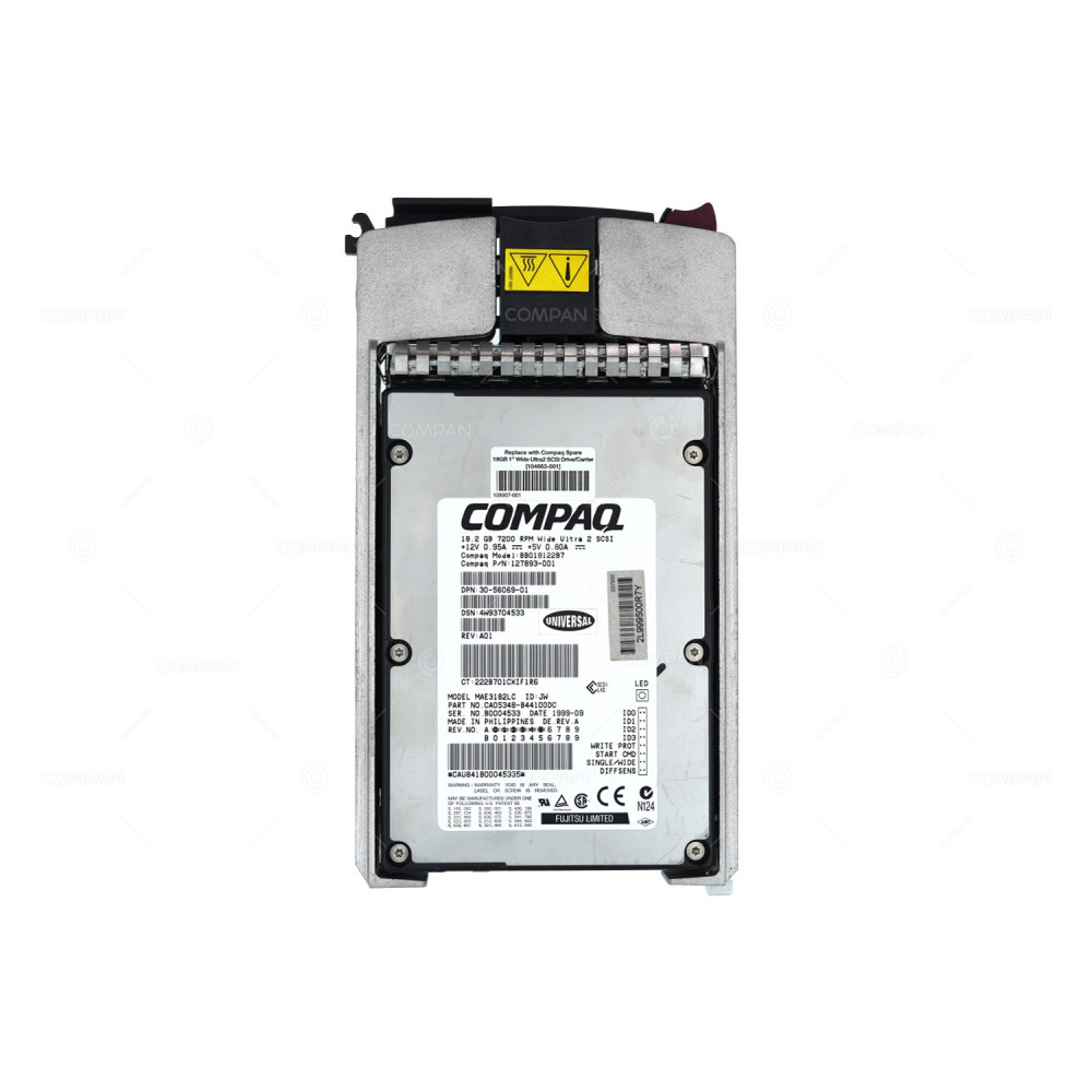 104663-001 HP COMPAQ HARD DRIVE 18.2GB 7200 RPM WIDE ULTRA 2 SCSI 3.5 30-56069-01, 400739-B21